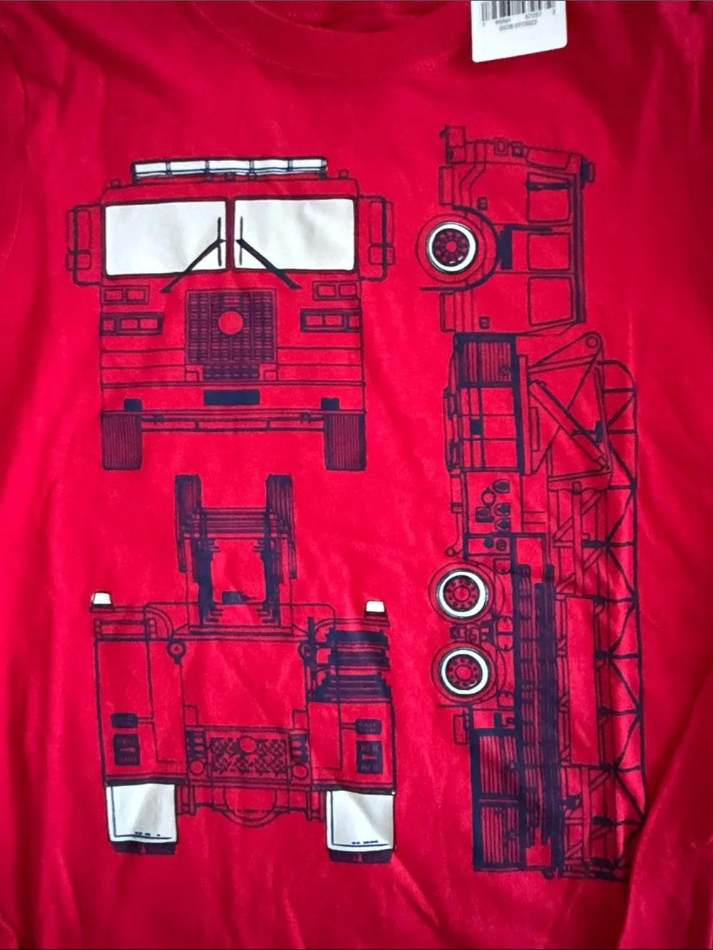 NWT Carter's Red Long-Sleeve Tee with Navy Fire Truck Print size 10